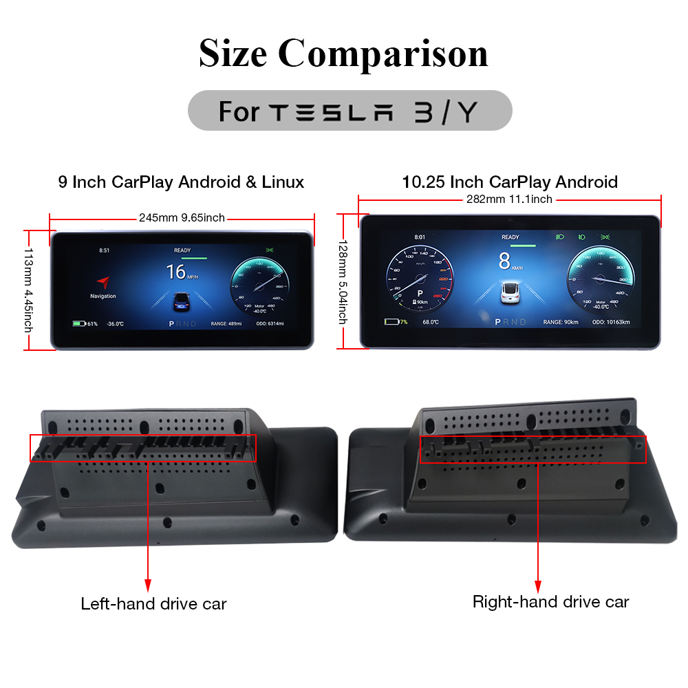 10.25 Inch Hud 4G Android Tesla Model 3 / Y LCD Instrument Dashboard D