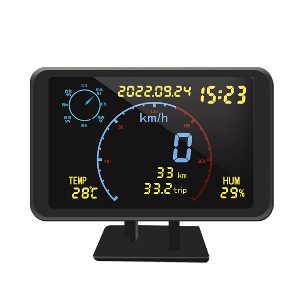 Solar HUD GPS Car Head Up Display Wireless Speedometer Display Speed  Satellite Time Date Auto Adjust Screen Brightness Car Clock